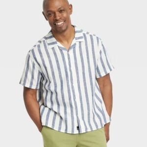 Houston White Men's Short Sleeve Striped Button-Down Camp Shirt new 🆕